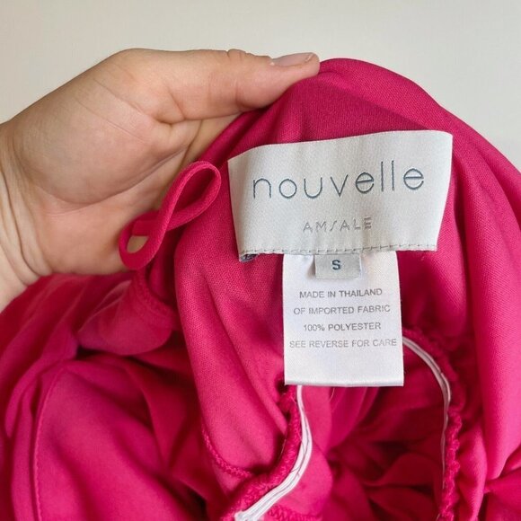 Nouvelle Amsale Spaghetti V-Neck Bridesmaid Maxi Long Dress Pink S Ruffle Formal - Picture 3 of 6